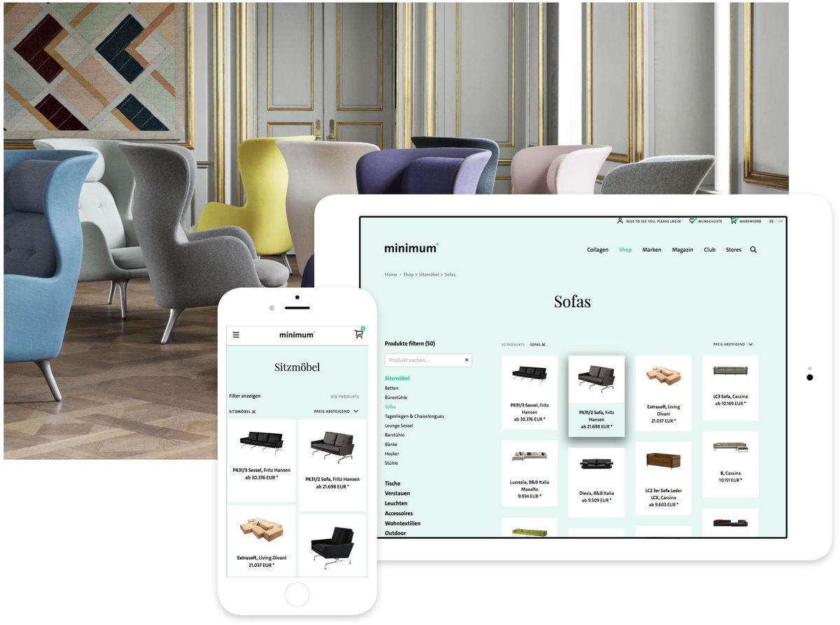 minimum Einrichtungsspezialist im gehobenen Möbelsegment mit neuem Webauftritt dank escape GmbH