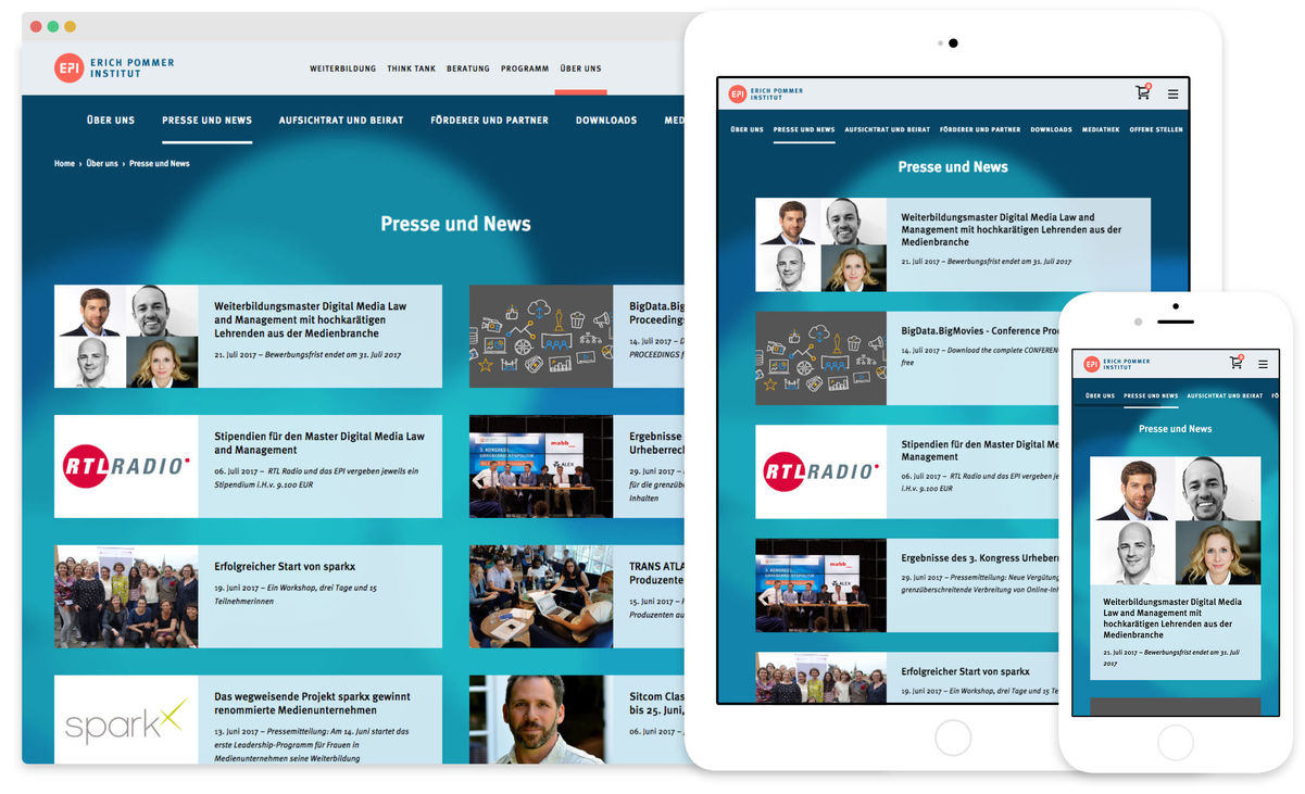 Presse und Newsbereich technische Lösung von escape GmbH