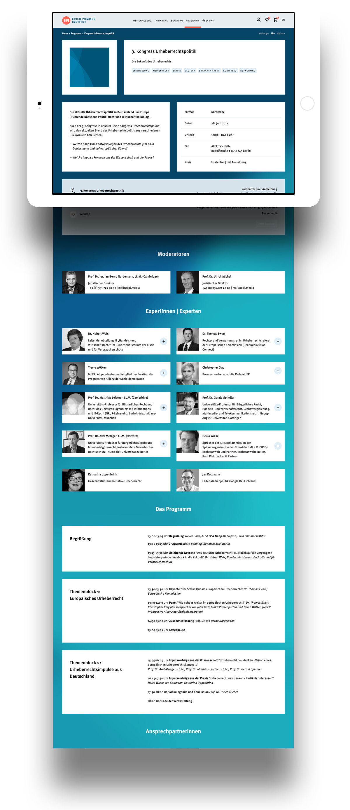 EPI präsentiert mit der neuen Webseite weltweit alle Veranstaltungsformate