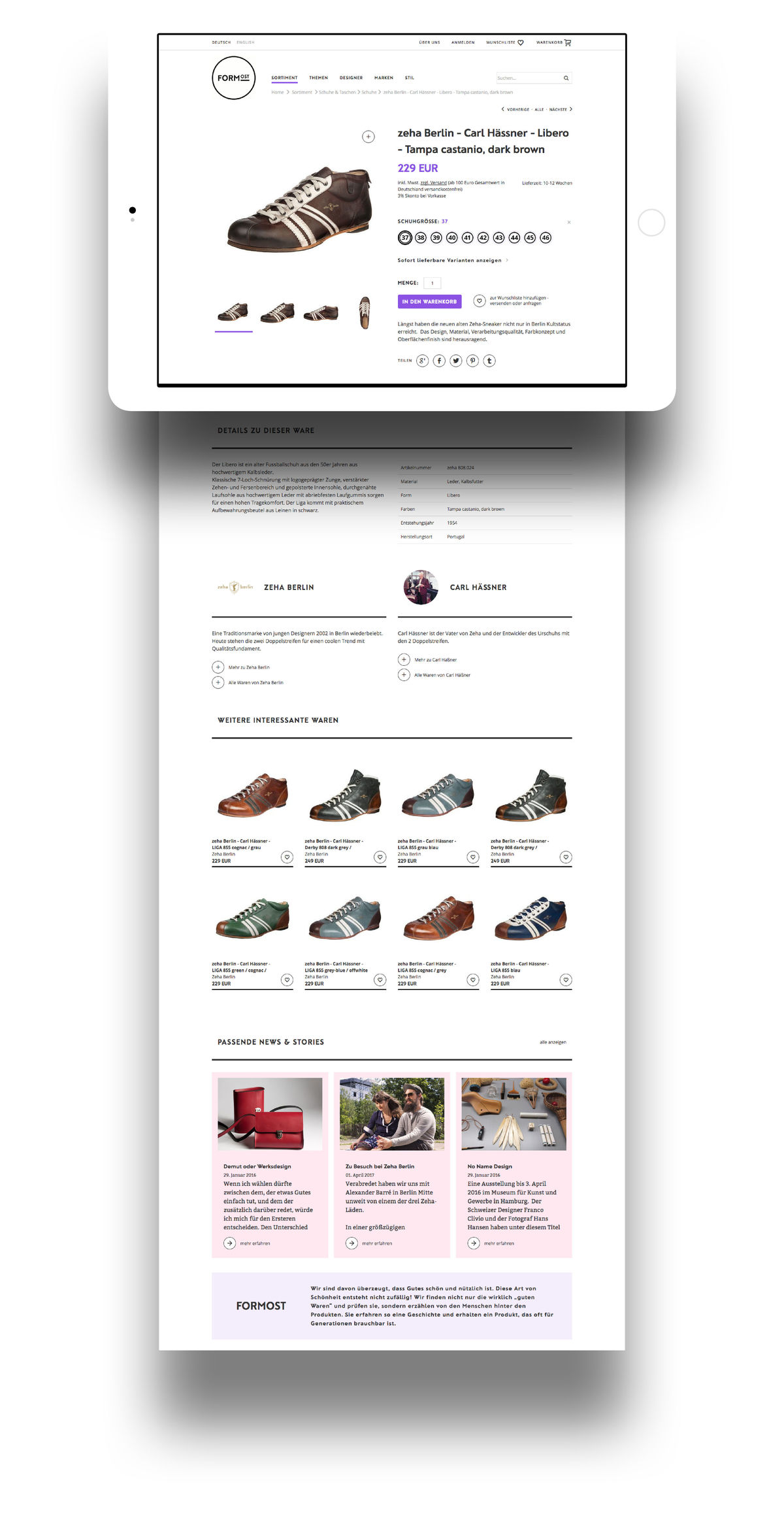 Mit der digitalen Plattform kann FORMOST Marken, Designer und News miteinander verknüpfen und bietet seinen Online-Kunden nicht nur einen hohen Grad an Informationsdichte sondern auch designhistorischen Background.