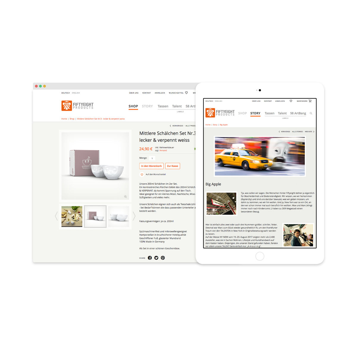 Content und Commerce mit dem cellms System: Produkte können mit Branded Content und News mit passenden Produkten verknüpft werden.